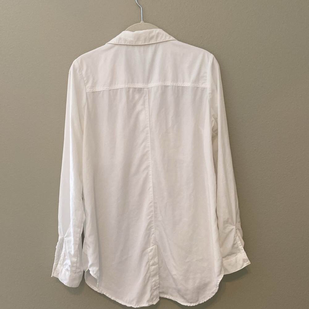 Side Stitch Los Angeles Button Front White Tunic with Roll Tab Sleeve Size XS - Picture 2 of 10